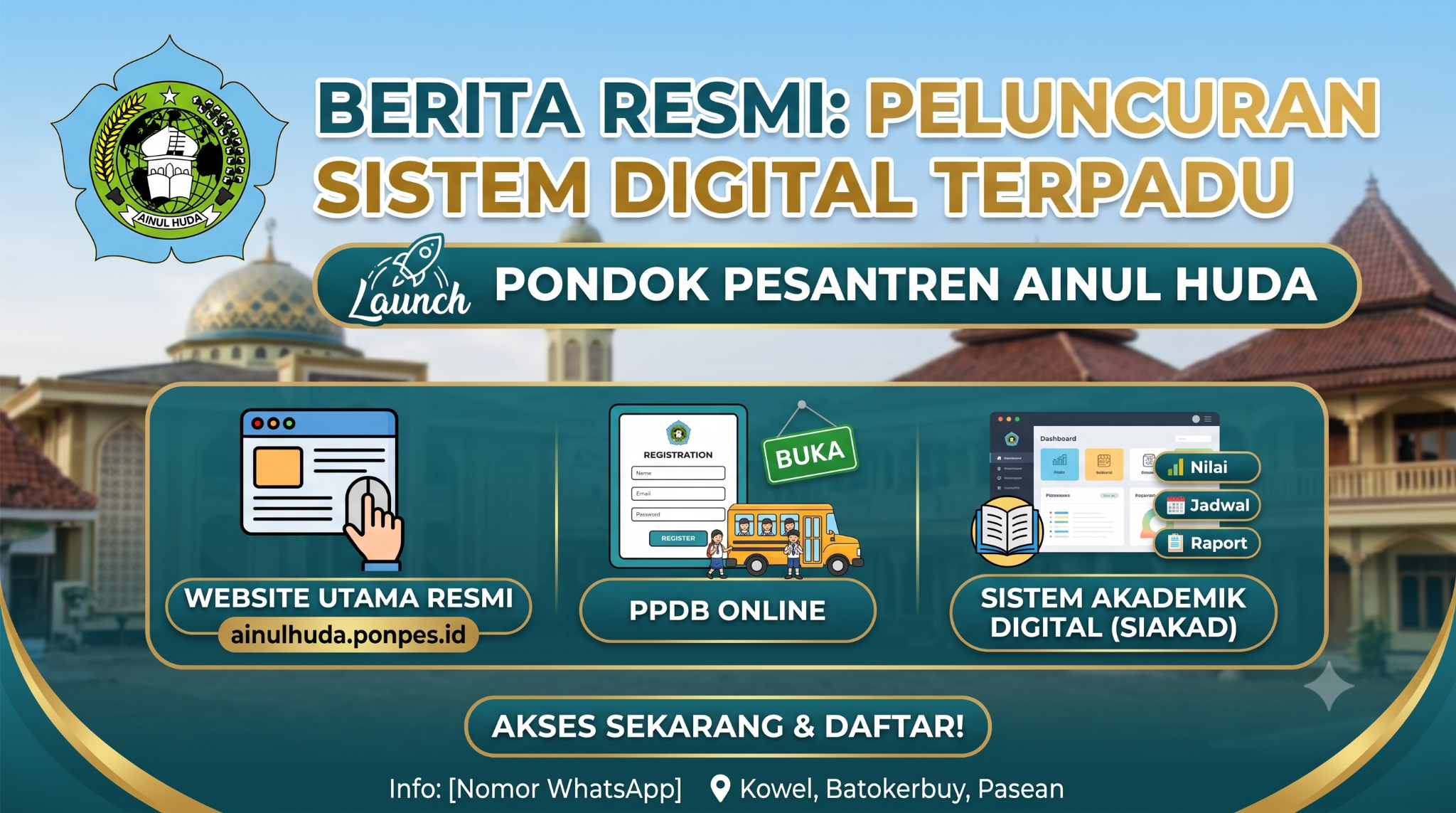 Pondok Pesantren Ainul Huda Resmi Luncurkan Ekosistem Digital: Website Profil, PPDB Online, dan SAIDA